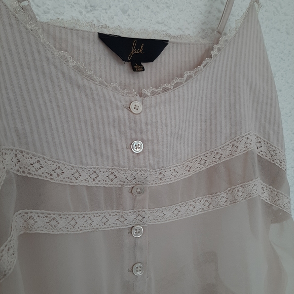 JACK by BB Dakota Cream Lace Accent Semi Sheer Camisole Tank Top Size L - Picture 3 of 9